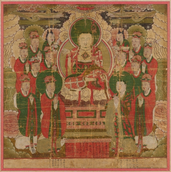 성현慮堅 등, '지장보살과 시왕', 조선 1673년, 비단에 색(사진=국립중앙박물관)