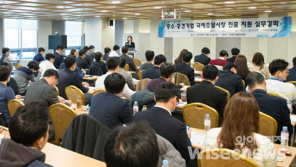 수출입은행은 22일 여의도 수은 본점에서 한국국제협력단 등 10개 기관과 공동으로 '중소중견기업 국제조달시장 진출 지원 실무강좌'를 개최했다./수출입은행