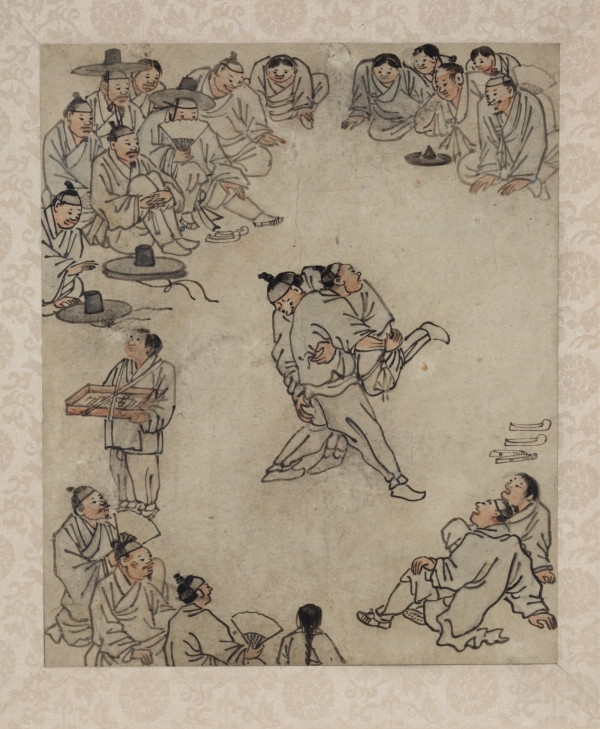 김홍도, '씨름', 조선, 18-19세기, 종이에 색, 국립중앙박물관