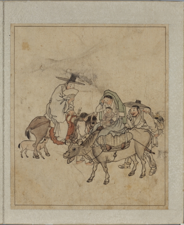 김홍도, '노중 풍경', 조선, 18-19세기, 종이에 색, 국립중앙박물관