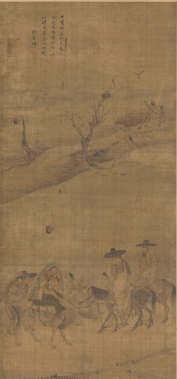 김홍도, 행려풍속도병 중 '노중풍경', 조선, 1778년, 종이에 색, 국립중앙박물관